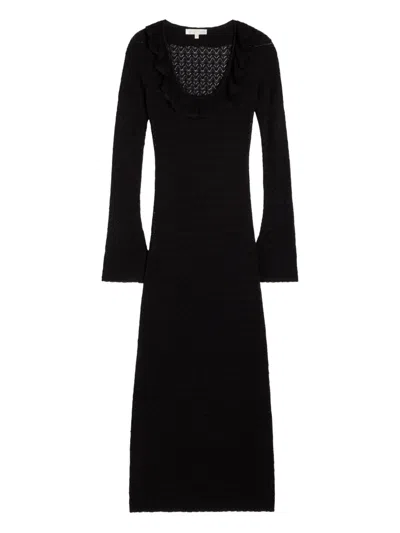 Loveshackfancy Bell-sleeve Midi Dress In Black