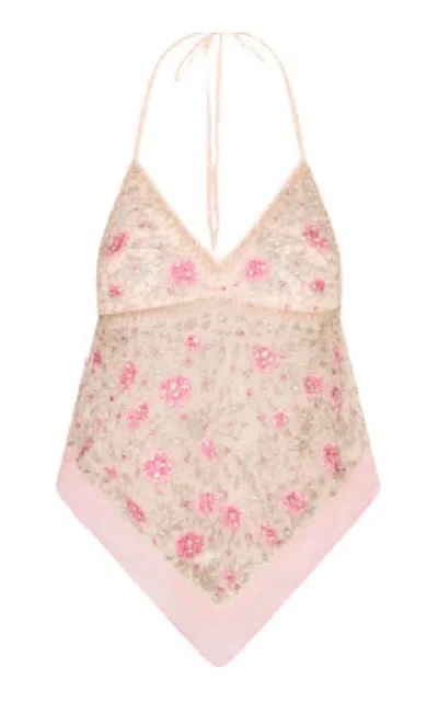 Loveshackfancy Belloria Beaded Top In Neutral