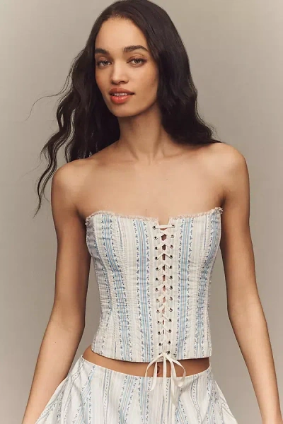 Loveshackfancy Bensen Bustier Top In Blue