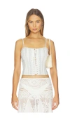 Loveshackfancy Bensen Bustier Top In Blue