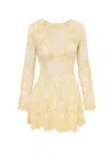 Loveshackfancy Bernadine Pearl-embellished Lace Mini Dress In Ivory