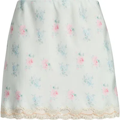 Loveshackfancy Bernes Floral Print Lace Layered Maxi Skirt In White