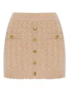 Loveshackfancy Berritt Cable-knit Button Mini Skirt In Nude