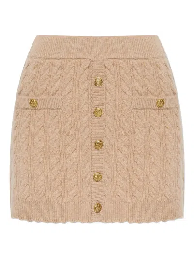 LOVESHACKFANCY BERRITT CABLE-KNIT BUTTON MINI SKIRT