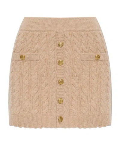 Loveshackfancy Berritt Cable-knit Mini Skirt In Brown