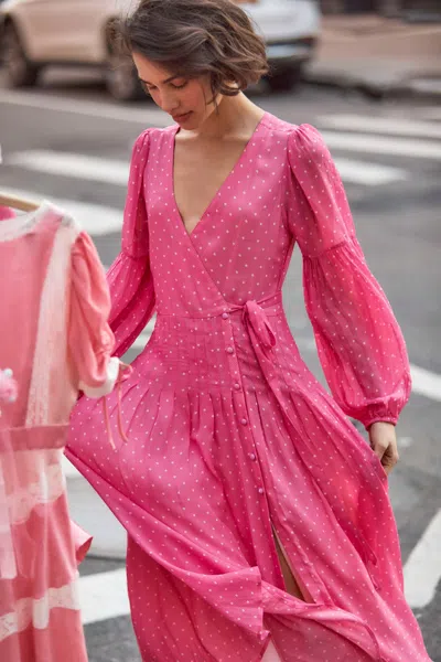 Loveshackfancy Bevelyn Dress Hot Pink Cherry