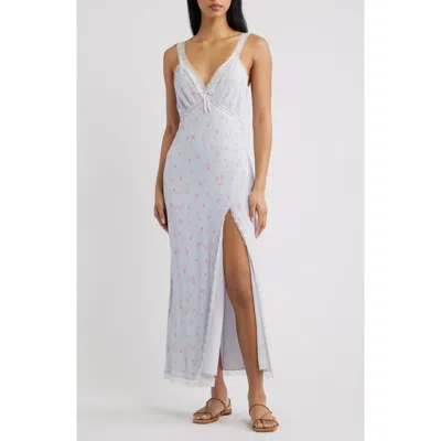 Loveshackfancy Beverly Lace Detail Slipdress In Blue