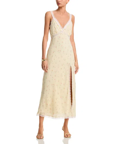 Loveshackfancy Beverly Lace Trim Midi Dress In Neutral