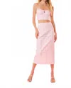 Loveshackfancy Biselle Linen Gingham Midi Skirt In Angel Pink In Pink
