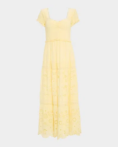 Loveshackfancy Bisolet Embroidered Maxi Dress In Citron