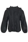 Loveshackfancy Bloomfield Blouse Black