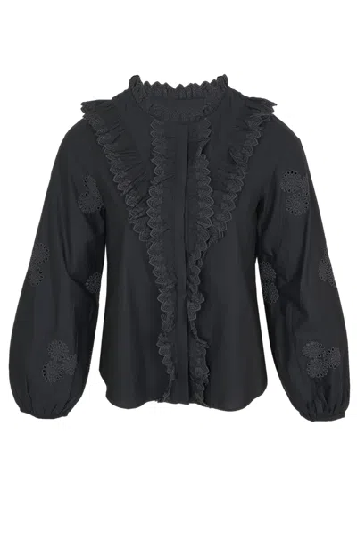 Loveshackfancy Bloomfield Blouse Black