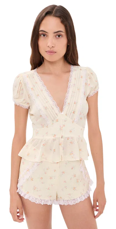 Loveshackfancy Bondy Top Lemon Haze In Neutral