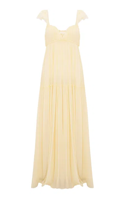 Loveshackfancy Bourge Cap-sleeve Maxi Dress In Yellow