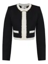 Loveshackfancy Ralphette Crystal Trim Colorblock Jacket In Black