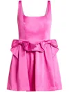 Loveshackfancy Bayer Bow Detail Satin Minidress In Pink
