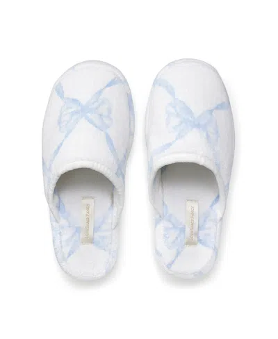 Loveshackfancy Bow Print Slippers In Blue