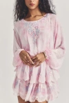 Loveshackfancy Bridgely Embroidered Long Sleeve Mini Dress In Misted Lily In Pink