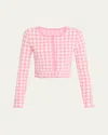 Loveshackfancy Bridgette Crewneck Cardigan Sweater In Pink