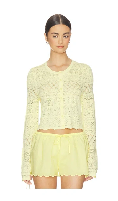 Loveshackfancy Brigette Cardigan In Yellow