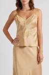 Loveshackfancy Brimsley Lace Trim Silk Camisole In Gray