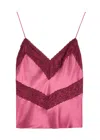 Loveshackfancy Brimsley Lace-trim Silk Camisole Top In Pink