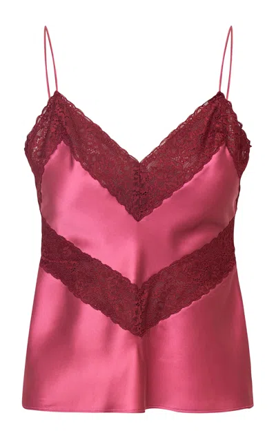 Loveshackfancy Brimsley Lace-trimmed Silk Cami Top In Berry