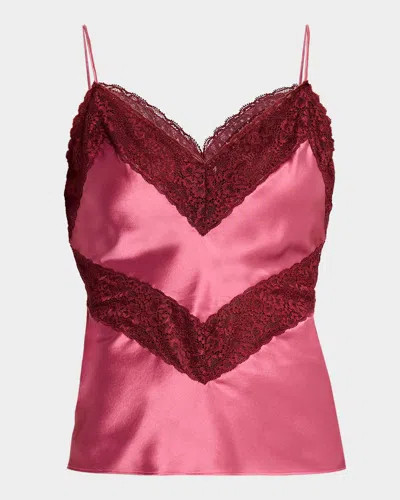 LOVESHACKFANCY BRIMSLEY SILK LACE CAMI TOP