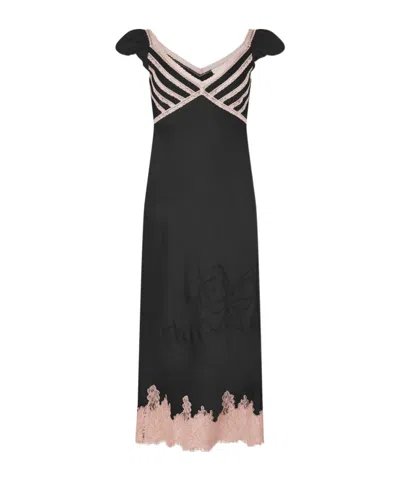 Loveshackfancy Brinkley Satin Midi Dress In Black