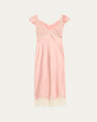 Loveshackfancy Brinkley Satin Midi Dress In Vintage Nude