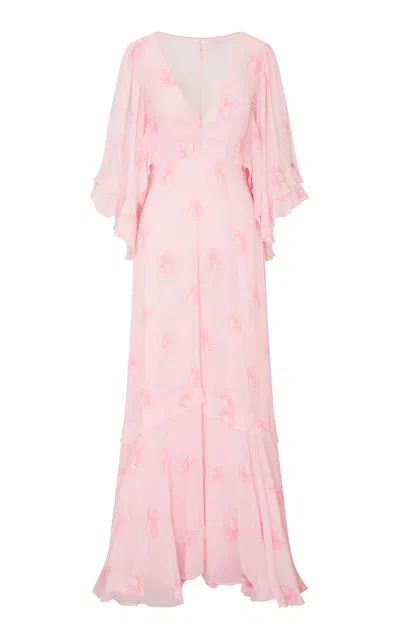 Loveshackfancy Brinley Plunging Maxi Dress In Pink