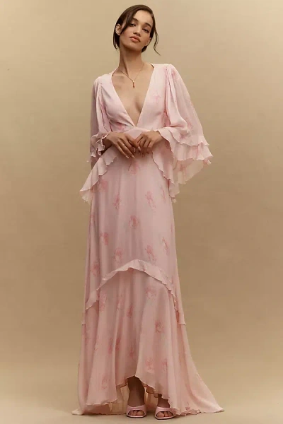 Loveshackfancy Brinley Ruffle-sleeve Gown In Pink