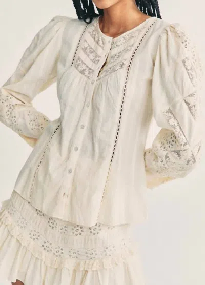 Loveshackfancy Broadway Blouse In Ivory In White