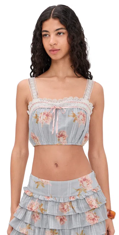 Loveshackfancy Broca Top Rustic Sky In Blue