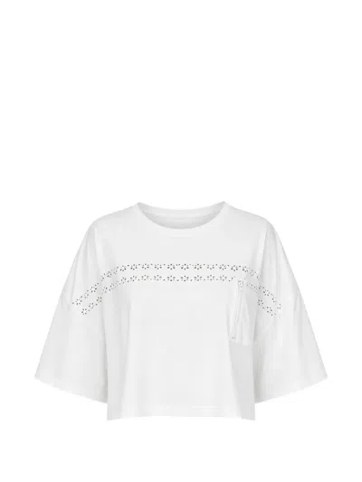 Loveshackfancy Broderie-anglaise Cropped T-shirt In White