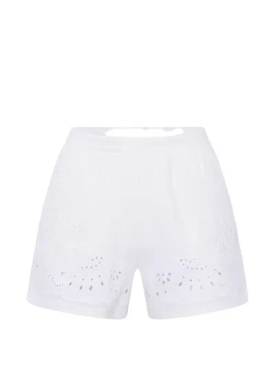 Loveshackfancy Broderie-anglaise Scalloped-hem Shorts In White