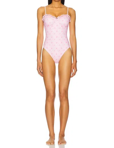 Loveshackfancy Brooksie One-piece Swimsuit In Ibiza Sunset In Pink
