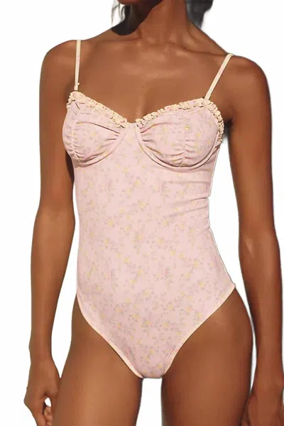 Loveshackfancy Brooksie One-piece Swimsuit In Strawberry Lemonade In Pink
