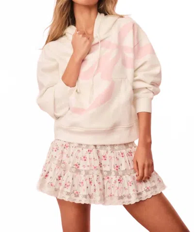 Loveshackfancy Brunella Cotton Bow Hoodie In Rose White