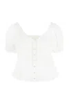 Loveshackfancy Bryant Embroidered Broderie-anglaise Cotton Blouse In White