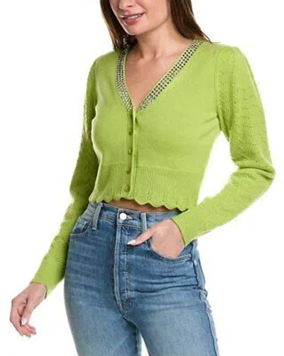 Pre-owned Loveshackfancy Brynner Wool & Cashmere-blend Crop Cardigan Women's In Green