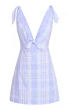 Loveshackfancy Brynnie Cotton Mini Dress In Blue