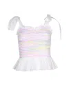 Loveshackfancy Bucky Shirred Top In White Cotton In White