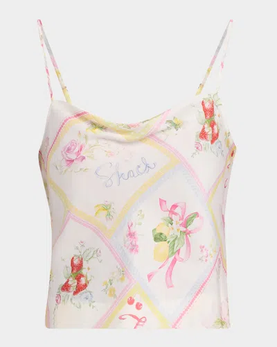 Loveshackfancy Cabi Silky Fruit Print Top