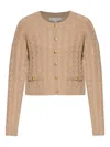 Loveshackfancy Eugenie Cable-knit Wool Cashmere Cardigan In Brown