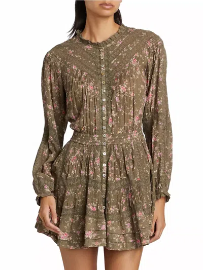 Loveshackfancy Calia Dress In Bancha Green In Multi