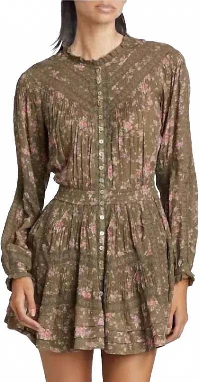 Loveshackfancy Calia Mini Dress In Bancha Green In Multi