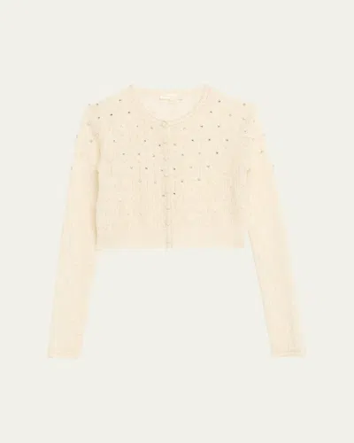 LOVESHACKFANCY CALICO EMBELLISHED POINTELLE CARDIGAN