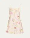Loveshackfancy Cabi Silky Fruit Print Top In Pink