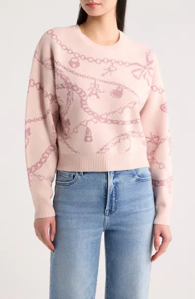 Loveshackfancy Calindra Metallic Sweater In Pink